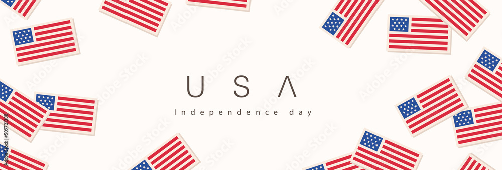 Independence day USA celebration banner with United States of America minimal flag Independence day USA celebration banner with United States of America minimal flag