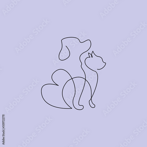 dog cat line art outline monoline logo retro vintage designs