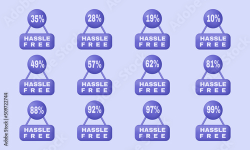 Stampa su tela unique 3d set percentage hassle free sign label isolated o background