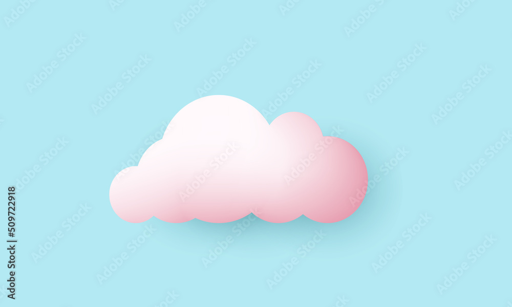unique vector realistic pink 3d cloud blue icon design isolated on