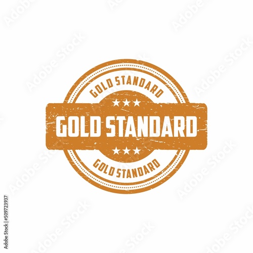 Gold standard grunge rubber stamp on white background, vector illustration