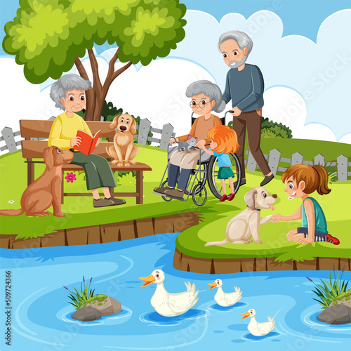 Happy family at the park