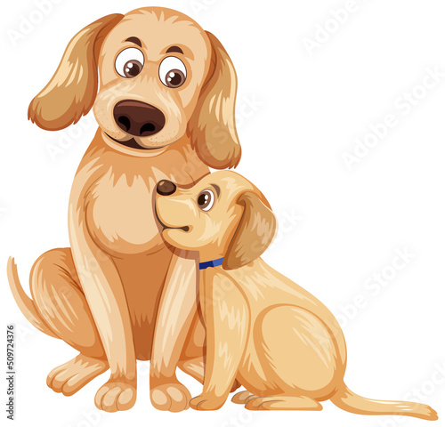 Golden retriever dog mother and pup
