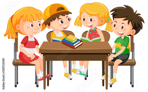 Students sitting on school desk