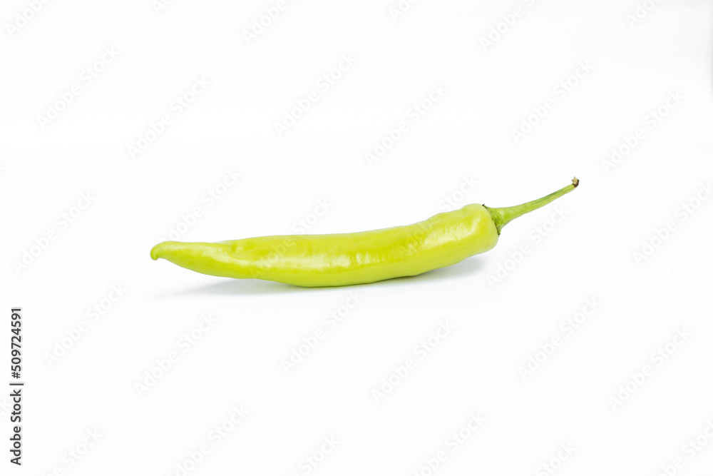 Fresh green chili isolate on white background, food ingredient, orgainc vegetable, vegeterian and diet food