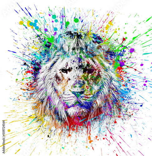 lion head with creative col...