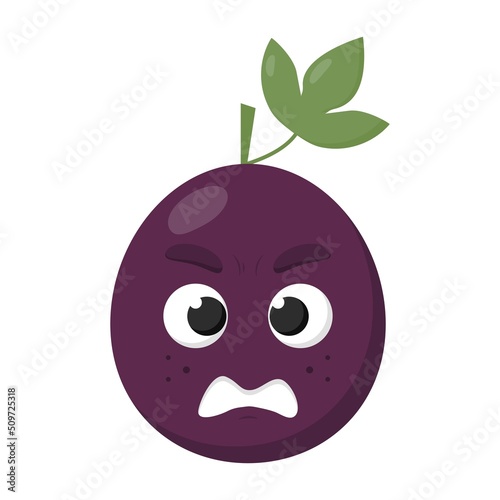 Kawaii passion fruit with angry emotion