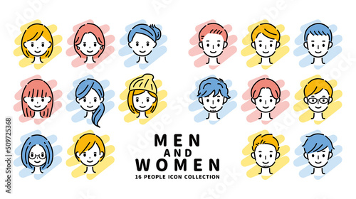 若い男女のフェイスアイコン