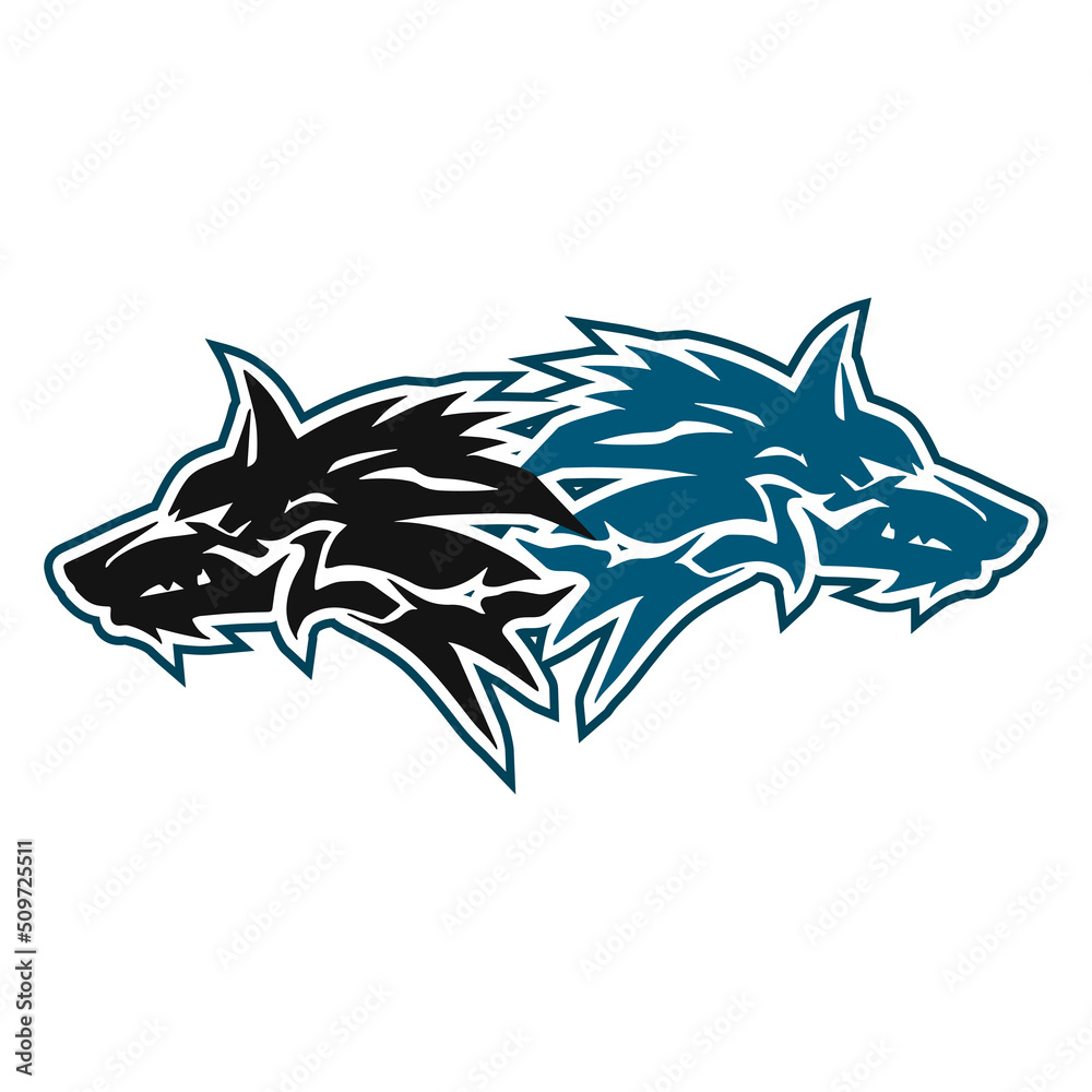 Obraz premium vector two wolf heads concept