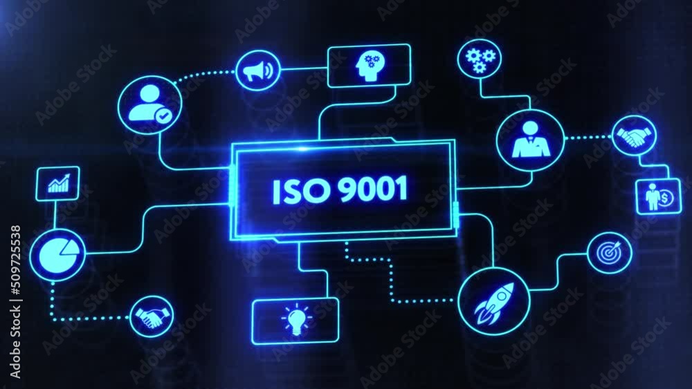 The concept of business, technology, the Internet and the network. virtual screen of the future and sees the inscription: ISO 9001 The concept of business, technology, the Internet and the network. virtual screen of the future and sees the inscription: ISO 9001