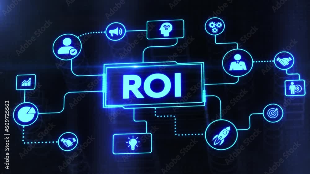 ROI Return on investment financial growth concept. Business, Technology, Internet and network concept.