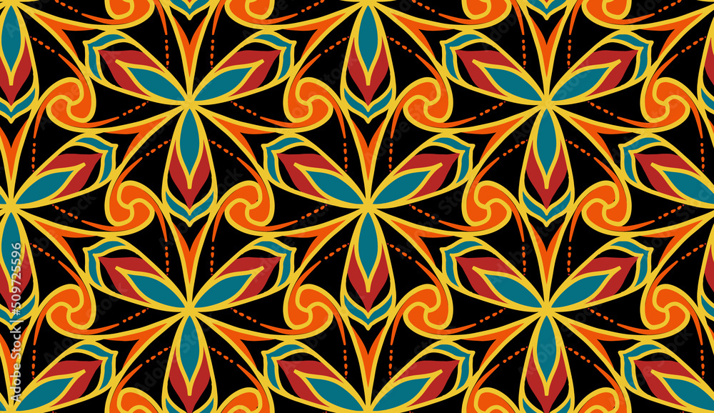 Geometric ethnic pattern seamless flower color. seamless pattern. Design for fabric,curtain,background,carpet,wallpaper,clothing,wrapping,Batik,mandalas,fabric,Vector illustration. pattern style. Geometric ethnic pattern seamless flower color. seamless pattern. Design for fabric,curtain,background,carpet,wallpaper,clothing,wrapping,Batik,mandalas,fabric,Vector illustration. pattern style.