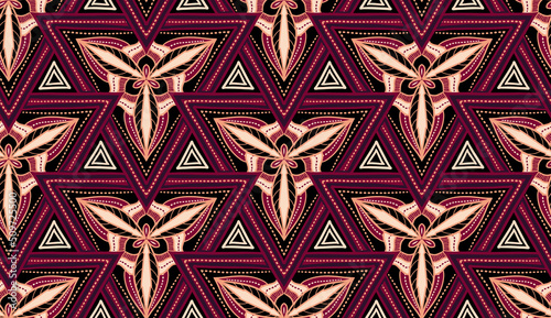 Geometric ethnic pattern seamless flower color. seamless pattern. Design for fabric,curtain,background,carpet,wallpaper,clothing,wrapping,Batik,mandalas,fabric,Vector illustration. pattern style.