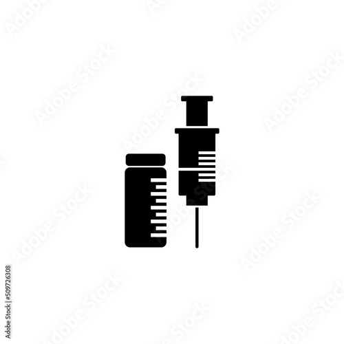 Insulin bottle and syringe icon in isolated on background. symbol for your web site design Insulin bottle and syringe icon logo, app, Insulin bottle and syringe icon Vector illustration