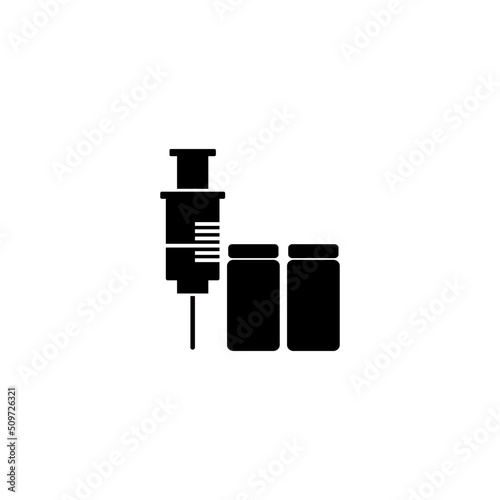 Insulin bottle and syringe icon in isolated on background. symbol for your web site design Insulin bottle and syringe icon logo, app, Insulin bottle and syringe icon Vector illustration