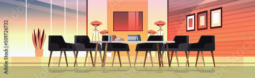 modern coworking area office interior empty no people open space cabinet conference meeting room with furniture