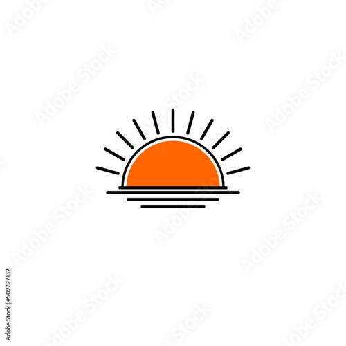 Sun and sea water line icon in isolated on background. symbol for your web site design logo, app, Sun and sea water line icon Vector illustration.
