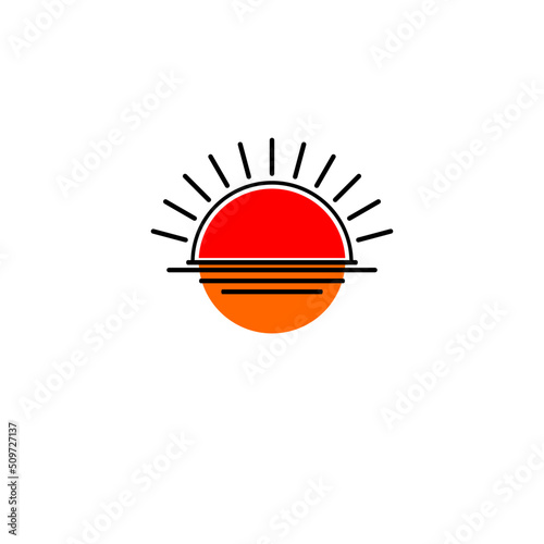Sun and sea water line icon in isolated on background. symbol for your web site design logo, app, Sun and sea water line icon Vector illustration.
