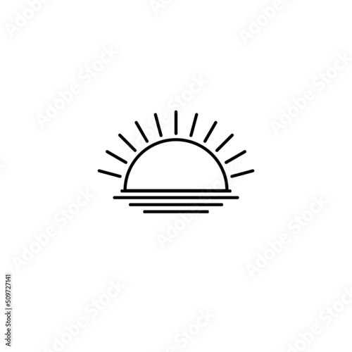 Sun and sea water line icon in isolated on background. symbol for your web site design logo, app, Sun and sea water line icon Vector illustration.
