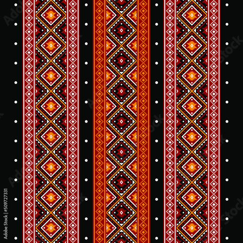 Geometric ethnic oriental seamless pattern traditional Design for background,carpet,wallpaper.clothing,wrapping,Batik fabric,Vector illustration.embroidery style - Sadu, sadou, sadow or sado