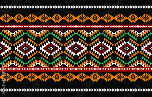Geometric ethnic oriental seamless pattern traditional Design for background,carpet,wallpaper.clothing,wrapping,Batik fabric,Vector illustration.embroidery style - Sadu, sadou, sadow or sado