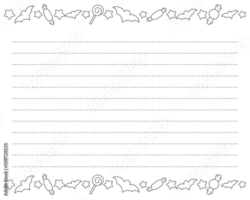 Lined sheet template. Handwriting paper. For diary, planner, checklist, wish list. Holiday letter. Vector illustration isolated on white background.