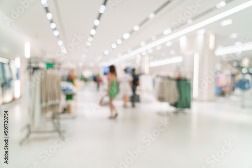 Print op canvas abstract blur and defocused luxury shopping mall and retail store for background