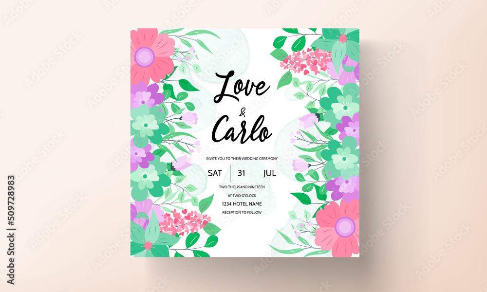 beautiful wedding invitation card floral