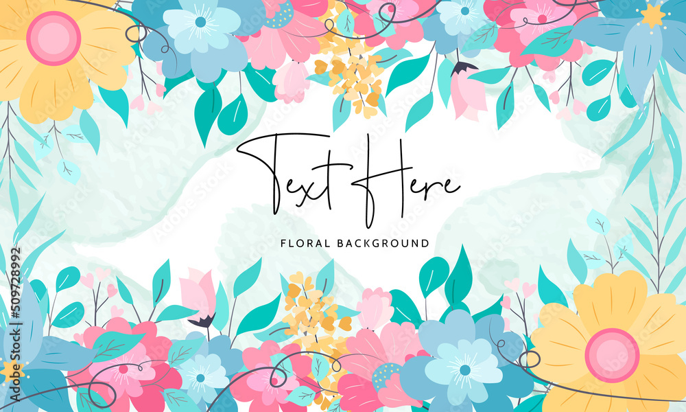 beautiful floral background design with colorful flower leaves