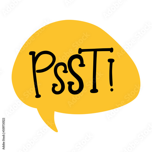 Psst word. Comic speech bubble. Text sound effects.