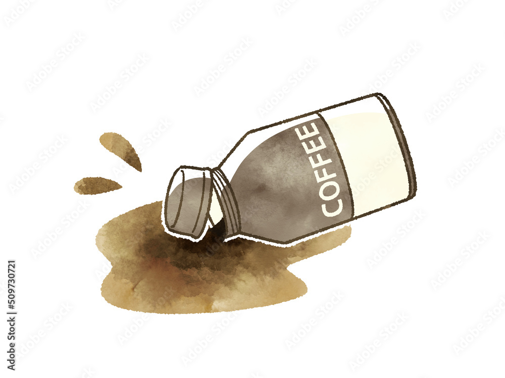 倒れて中身がこぼれるコーヒーのボトル缶 Stock Illustration | Adobe Stock