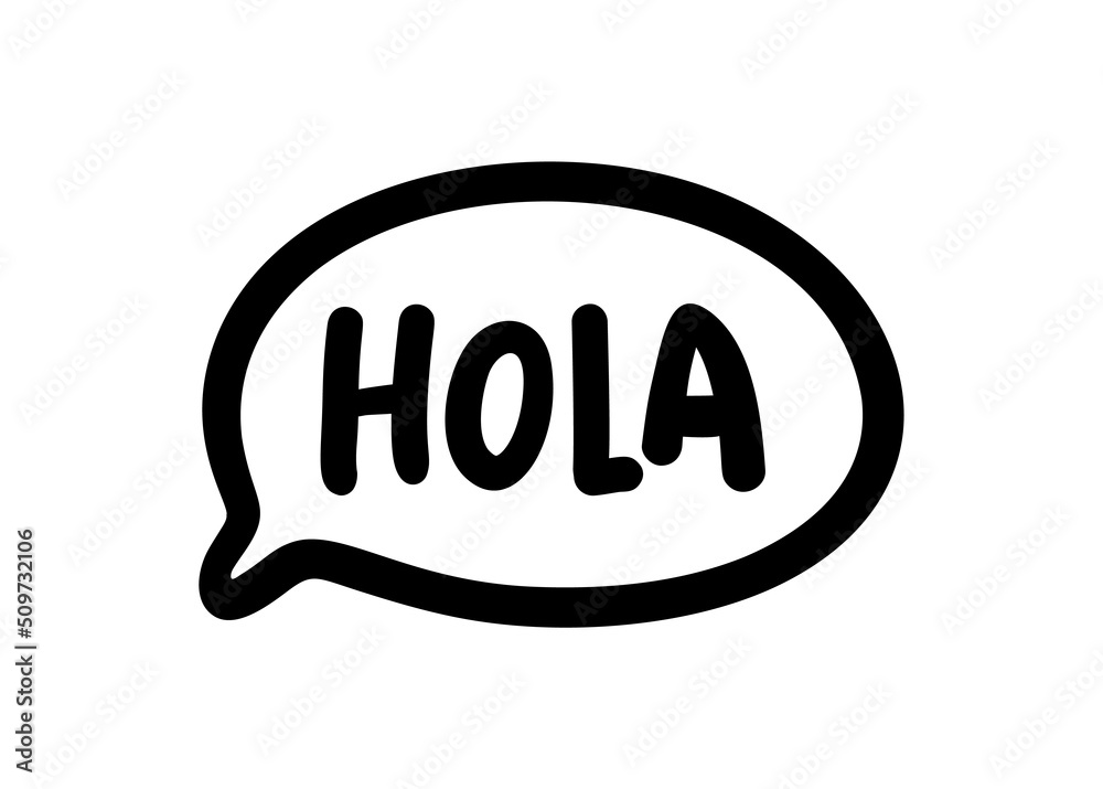 Hola word lettering. Spanish hello text. Hand drawn quote. Brush calligraphy phrase. Vector illustration for print on shirt, card, poster etc. Black and white. Hola word lettering. Spanish hello text. Hand drawn quote. Brush calligraphy phrase. Vector illustration for print on shirt, card, poster etc. Black and white.