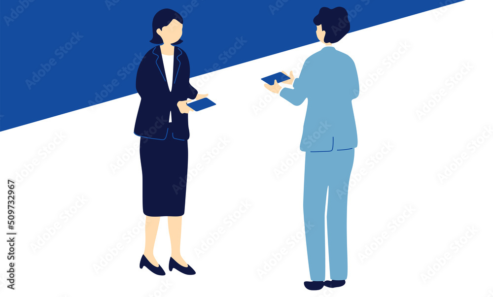 Fototapeta premium 名刺交換をするビジネスパーソン