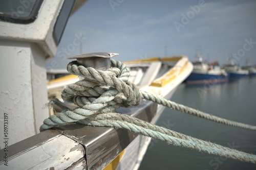 Mooring line on a boat