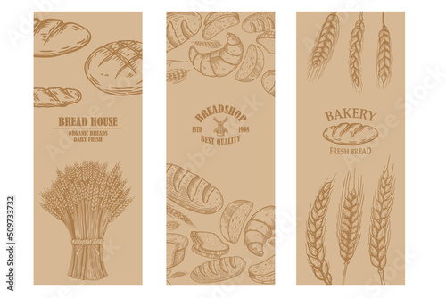 Bakery flyer template. Design element for package, banner, flyer, card. Vector illustration