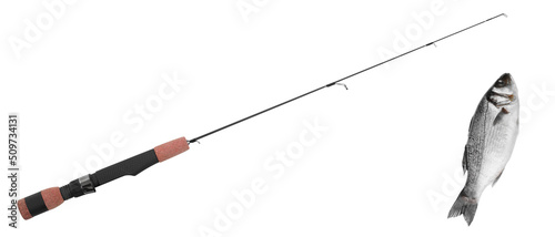 Foto fish on fishing-rod