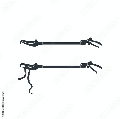 illustration of snake tongs, snake grab stick, vector art.
