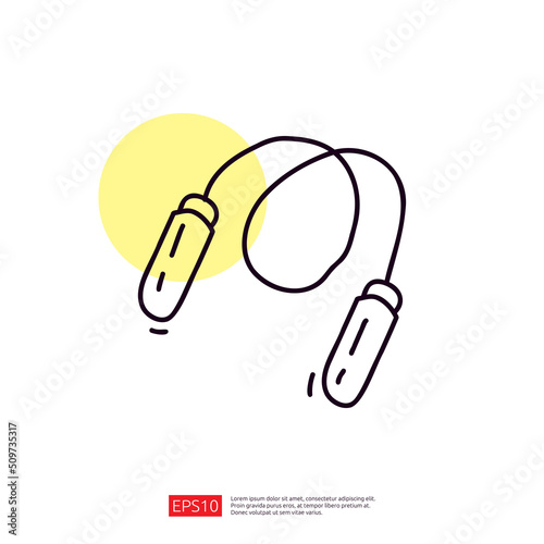 skipping jumping rope doodle line icon