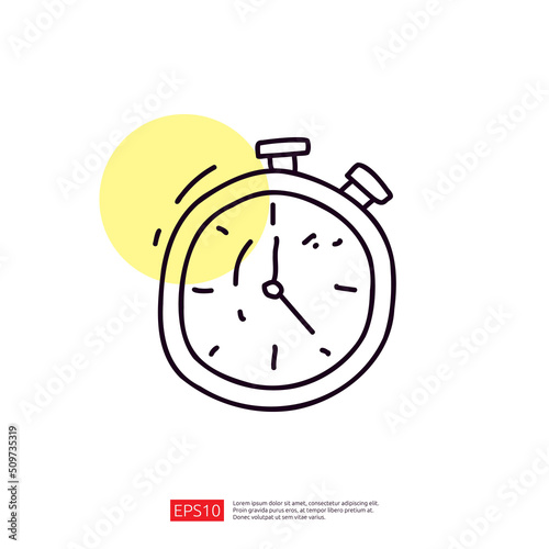 stopwatch doodle line icon vector