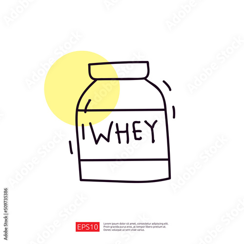 whey protein bottle doodle icon