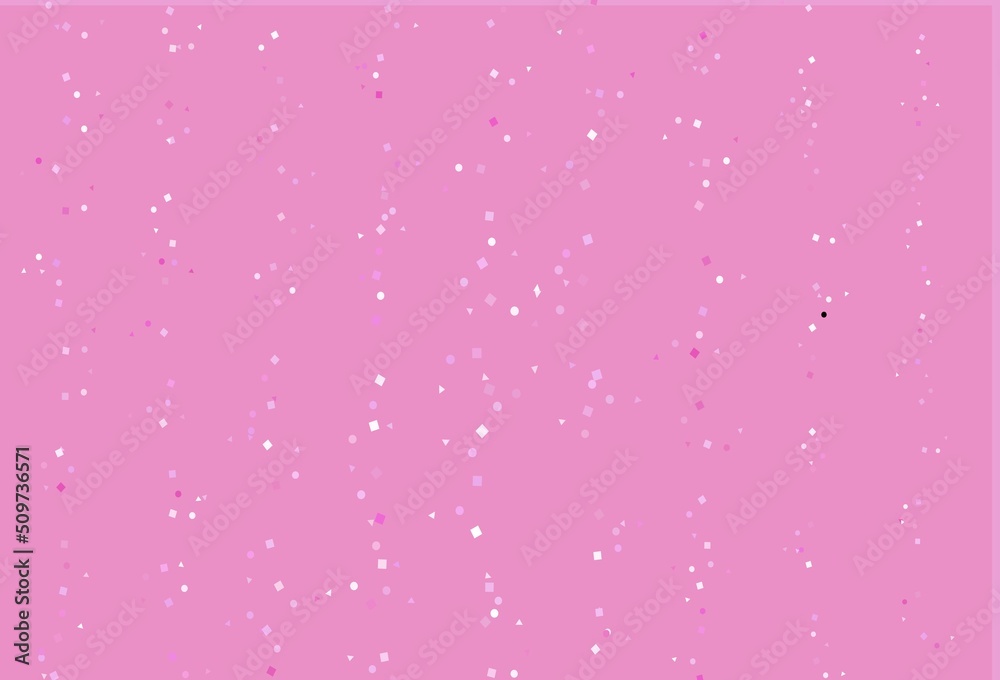 Light Pink vector template with crystals, circles, squares.