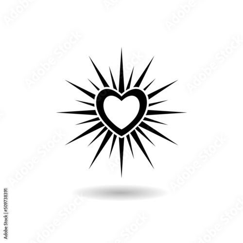 Heart and rays logo with shadow