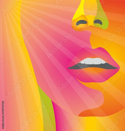 Abstract woman face in colorful design. Vector illustration.