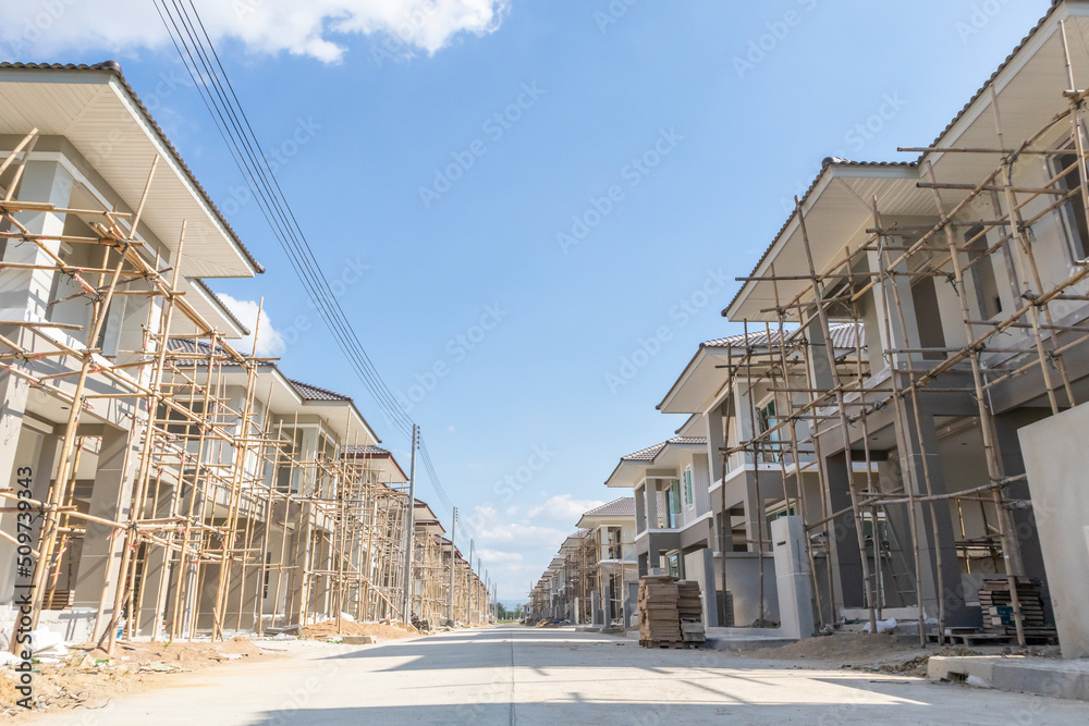 construction residential new house in progress at building site housing estate development