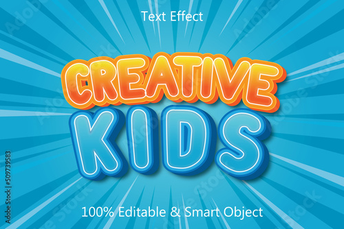 Creative Kids Editable Text Effect 3 Dimension Emboss Cartoon Style