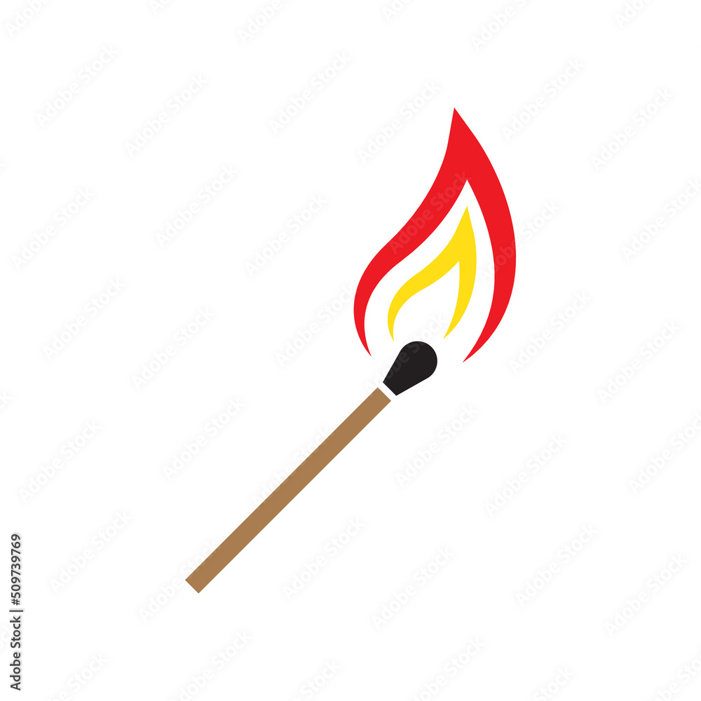 Burning match icon design isolated on white background Burning match icon design isolated on white background