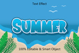 summer editable text effect 3 dimension emboss cartoon style