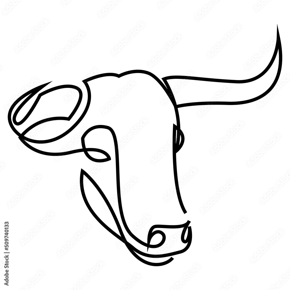 One continuous line drawing of luxury head buffalo for multinational company logo identity. Luxury bull mascot concept for energy drink. Dynamic single line draw vector graphic design illustration. One continuous line drawing of luxury head buffalo for multinational company logo identity. Luxury bull mascot concept for energy drink. Dynamic single line draw vector graphic design illustration.