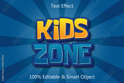 Kids Zone Editable Text Effect 3 dimension Emboss simple Style