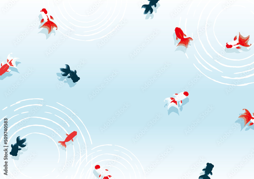 金魚すくい　背景イラスト